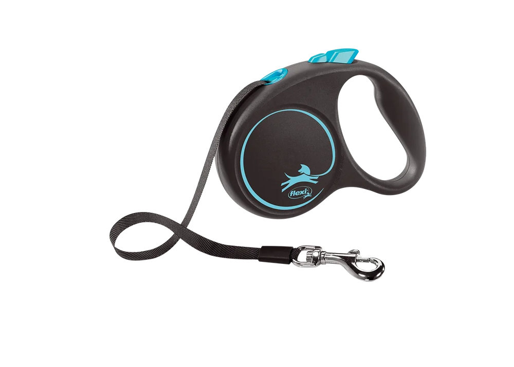 Поводок-рулетка Flexi Black Design tape M 5m 25 kg blue