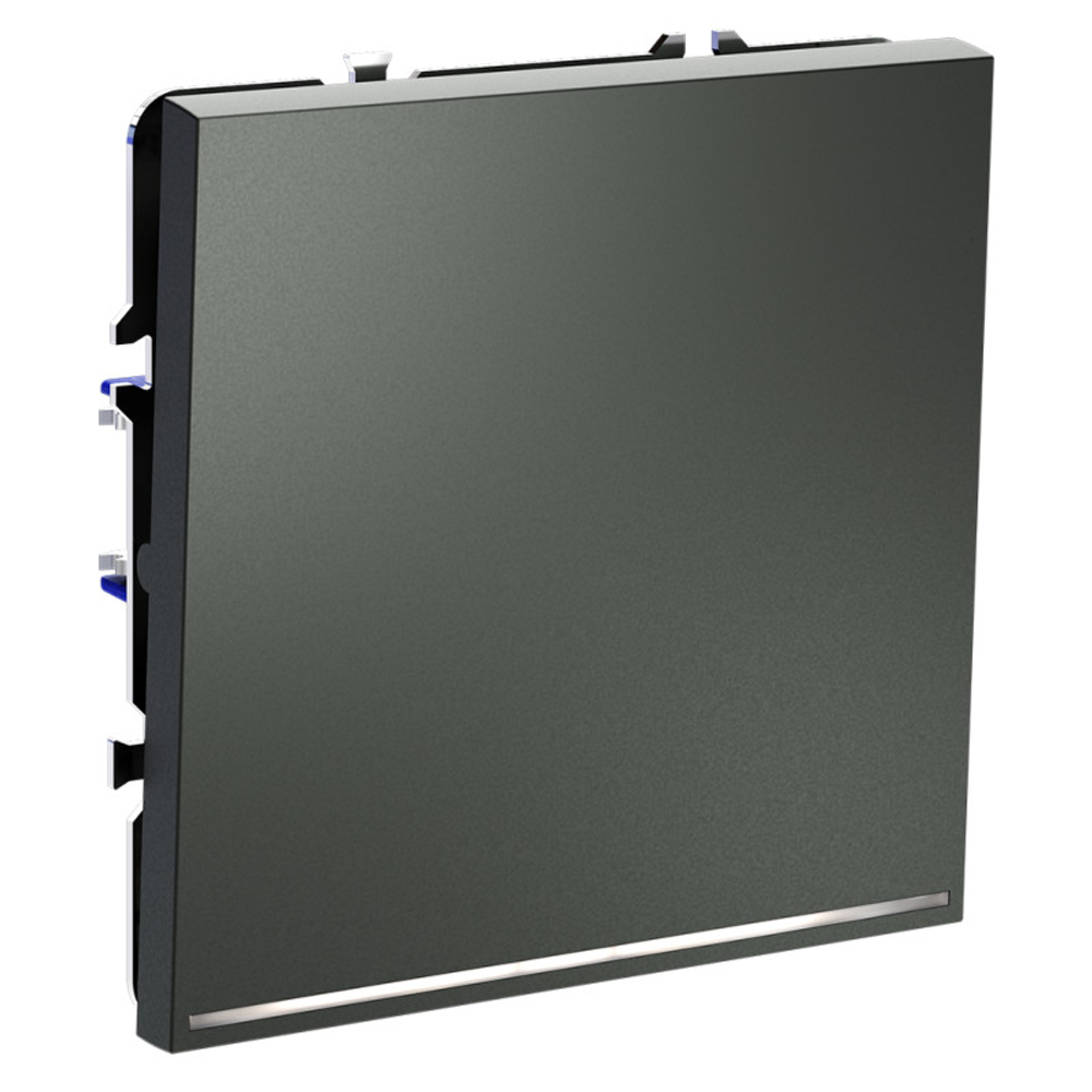 Проходной переключатель встраиваемый VOLTUM S70 одноклавишный с подсветкой 10А, (титан)