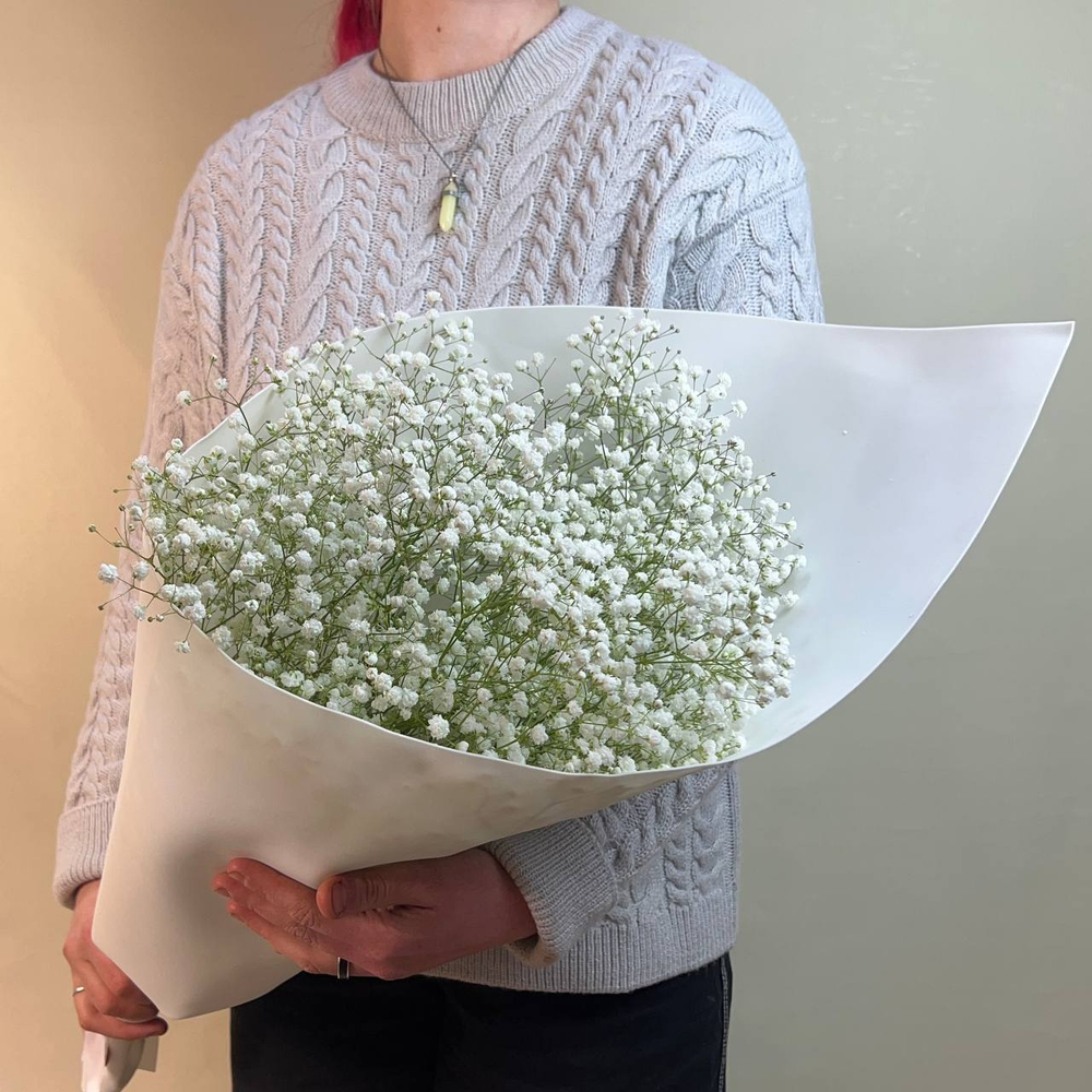 Букет из белой гипсофилы 7 шт в фоамиране