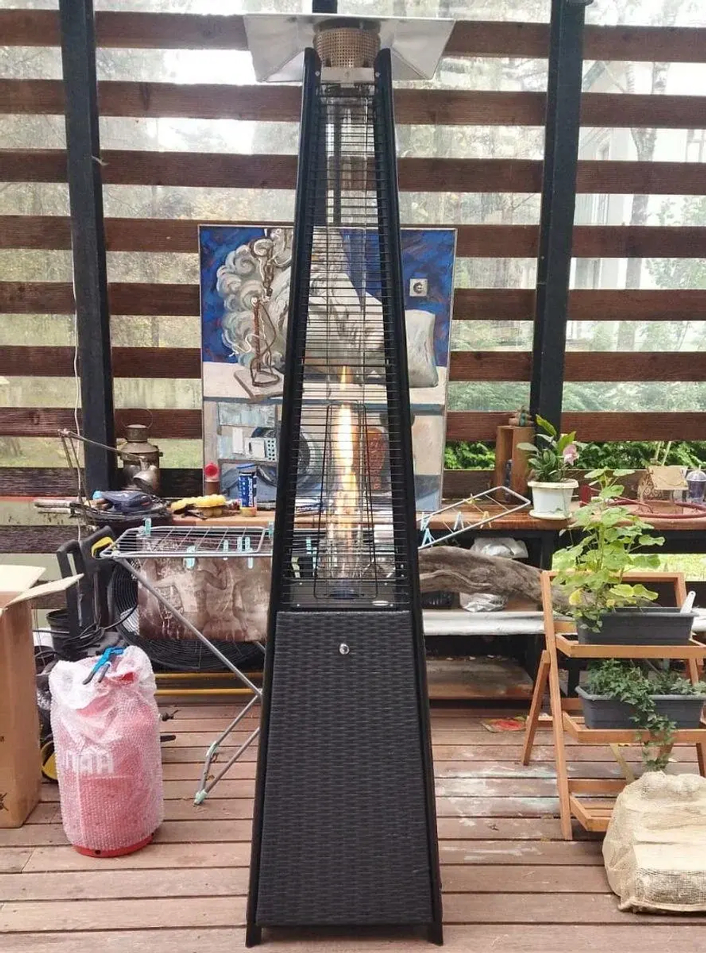 Уличный газовый обогреватель WWT 13I ROTANG Black mini + Чехол