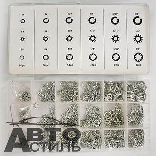 Набор пластик кейс  ШАЙБ гровер зубчатые стопорные многолопатчатые 720шт (34226/861ф)