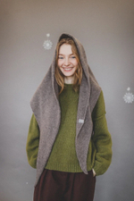 Косынка из кашемира с мериносом кофейного цвета