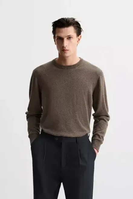ZARA СВИТЕР ИЗ 100% КАШЕМИРА, КОРИЧНЕВЫЙ С МЕЛАНЖЕВЫМ ЭФФЕКТОМ