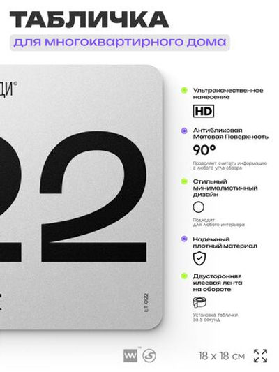 Табличка с номером этажа 22, для многоквартирного жилого дома, серия СОСЕДИ, 18х18 см, пластиковая, Айдентика Технолоджи