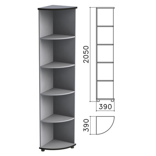 Шкаф (стеллаж) угловой "Монолит", 390х390х2050, 4 полки, цвет серый, УМ46.11