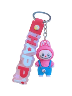 Брелок игрушка Лабубу в комбинезоне Фуксия
