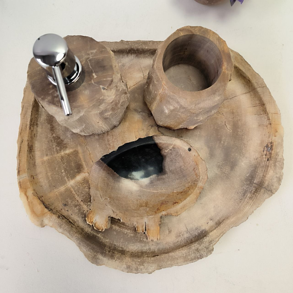 Набор из окаменелого дерева 4 предм Fossil Set NF-63077 поднос 33см*37см