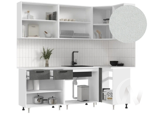 Кухня Рио NEW ЛДСП 2;2х1;0м (белый/бетон светлый; бетон темный/антарес)