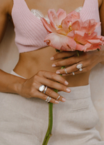 Кольцо «Дуо» с овальным горным хрусталем и белым топазом