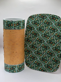 Ваза фарфоровая с берестой. Коллекция  Изразец Коломенское. Птицы. Бревно (Log).