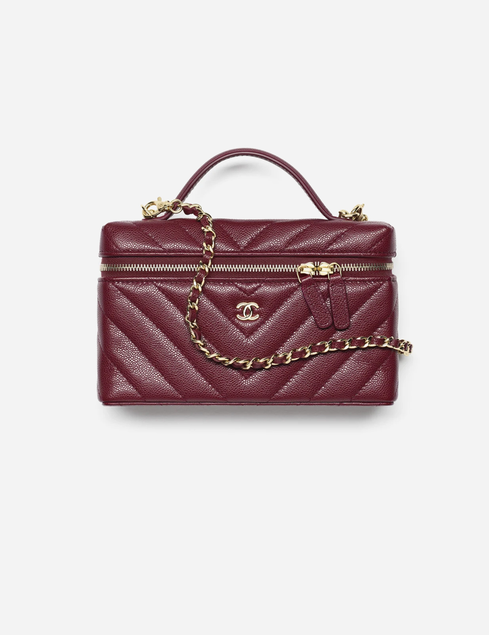Сумка Chanel Vanity with chain Grained Shiny Calfskin & Gold-Tone Metal "Dark Burgundy"