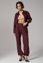 Брюки с поясом на резинке бордовые