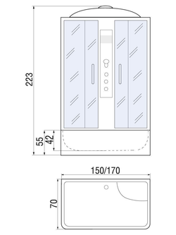 Душевая кабина RIVER SENA 170/70/55 МТ 170х70х217 10000001806 Универсальная Прямоугольная