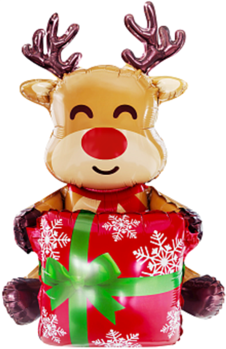 К 3D Фигура Олень с подарком 37''/94 см.