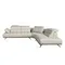 Угловой диван с правым шезлонгом 6244 из светло-серой кожи