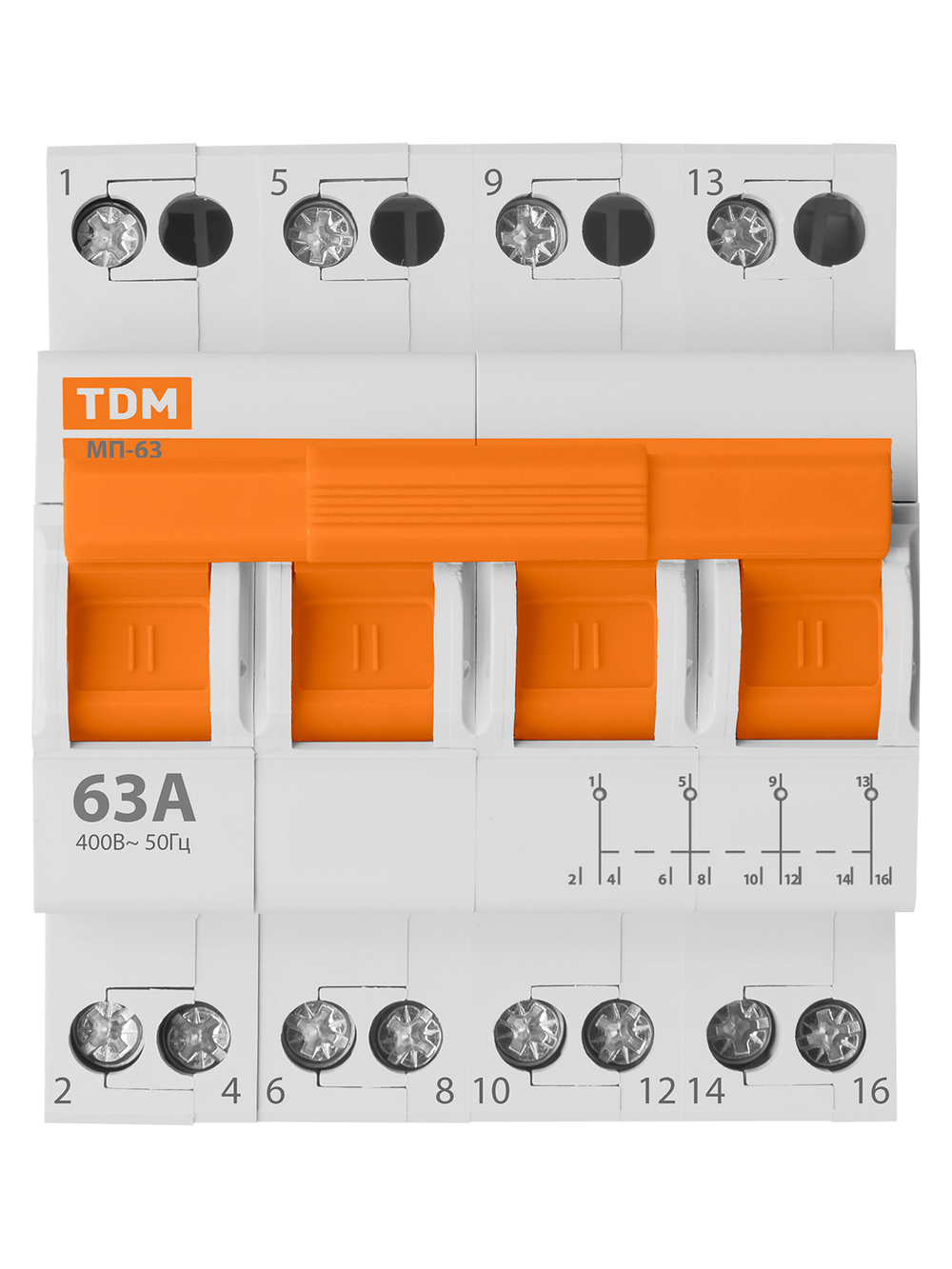 Модульный переключатель трехпозиционный МП-63 4P 63А TDM SQ0224-0036