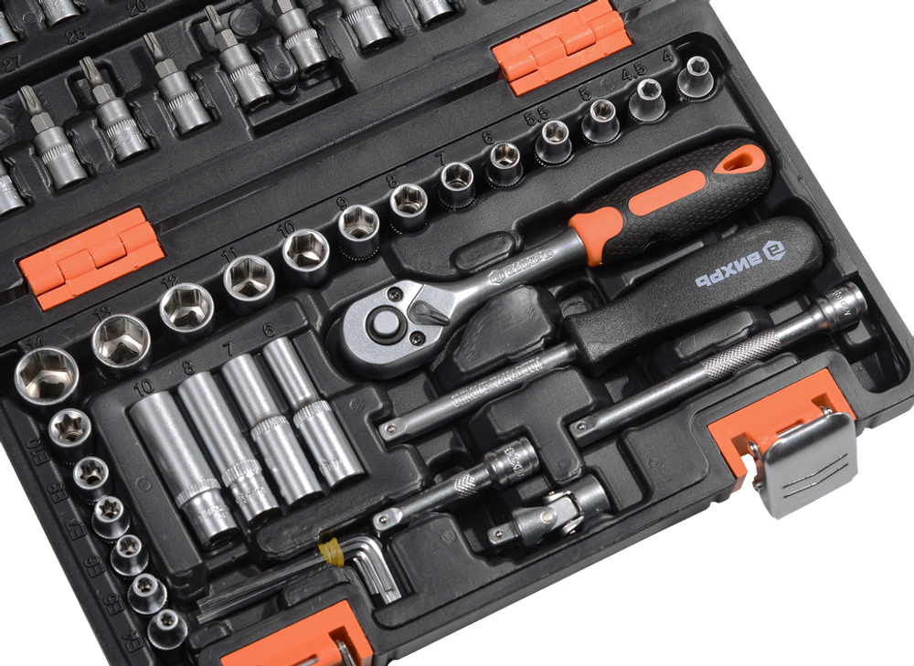 Набор инструментов, 1/4", CrV, пластиковый кейс 57 предметов Вихрь