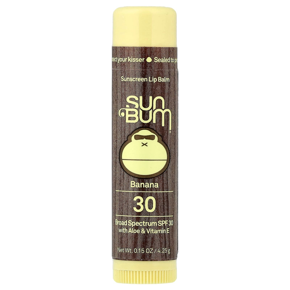 Sun Bum, Солнцезащитный бальзам для губ, SPF 30, банан, 4,25 г (0,15 унции)