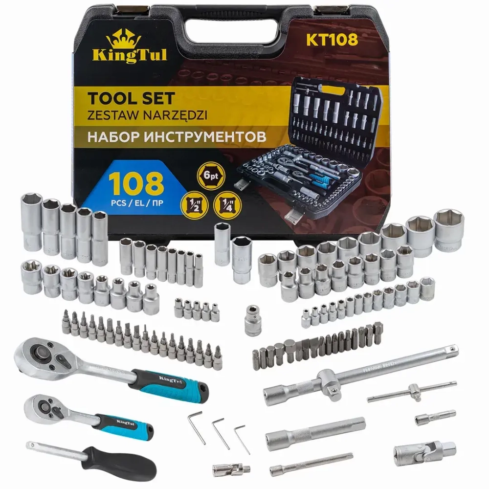 Набор инструментов 108пр. 1/4'',1/2''(6гр.)(4-32мм) KINGTUL KT-108