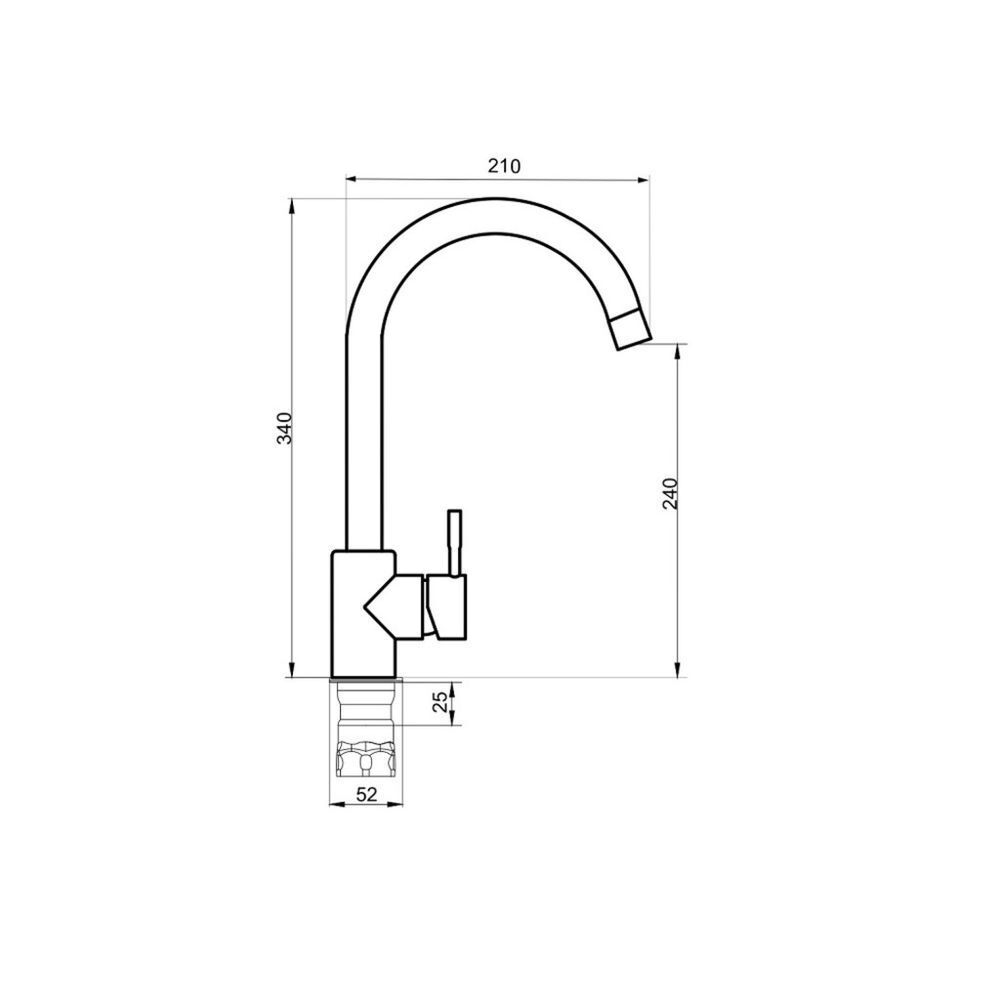 Смеситель для кухни, РМС, встраиваем, с картриджем, чер, SUS124BLK-017F