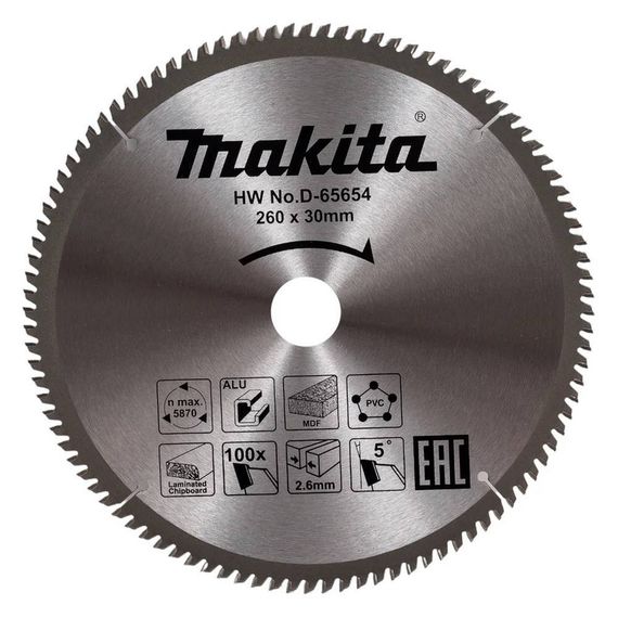 Диск пильный универсальный Makita 260x30мм 100T (D-65654)