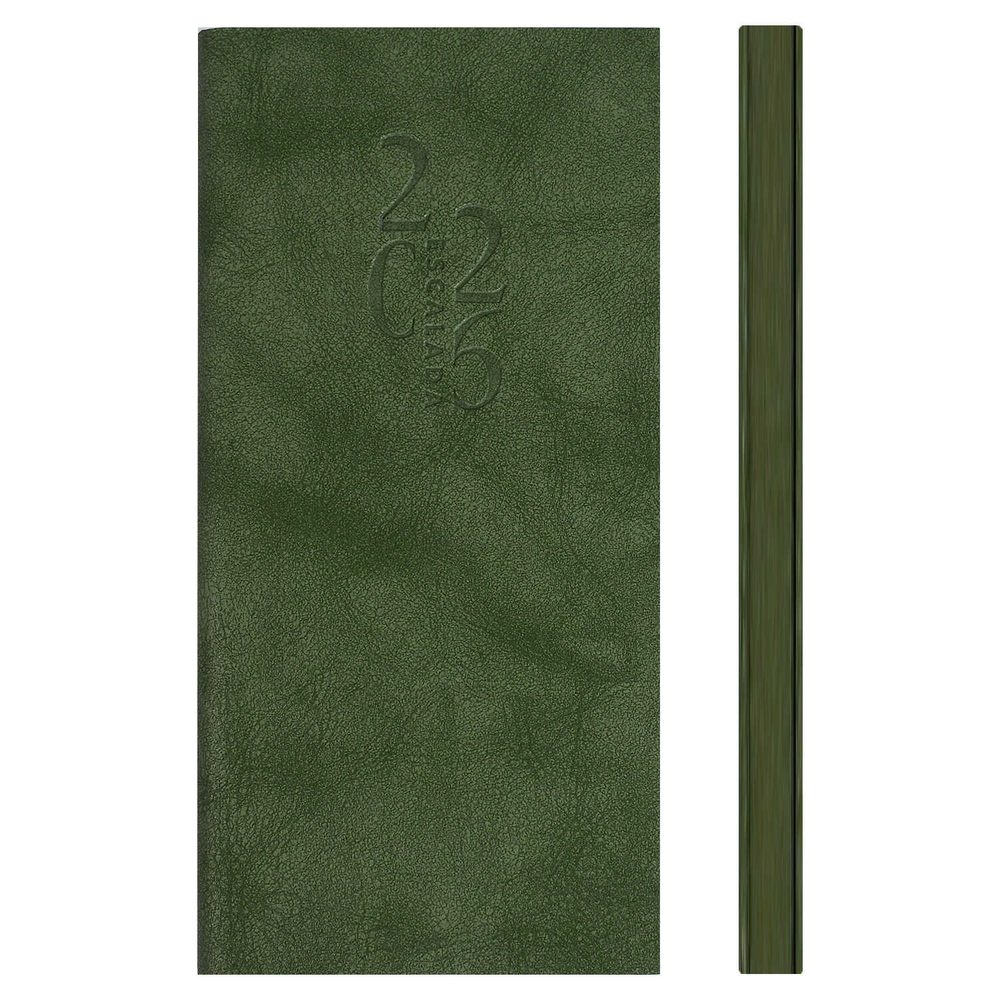 Еженедельник датированный 2026 ESCALADA, 80х165 мм, 64 л., арт. 70374/ 20 ТИВОЛИ ГЛОСС ХАКИ (кожзам: мягкий переплёт, материал обложки: искусственная кожа "Тиволи глосс"; декор: блинтовое тиснение; способ крепления блока: ниткошвейный; вн. блок: 64 л