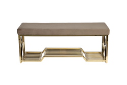 Банкетка велюровая 120х40х47см Garda Decor серо-бежевый золото