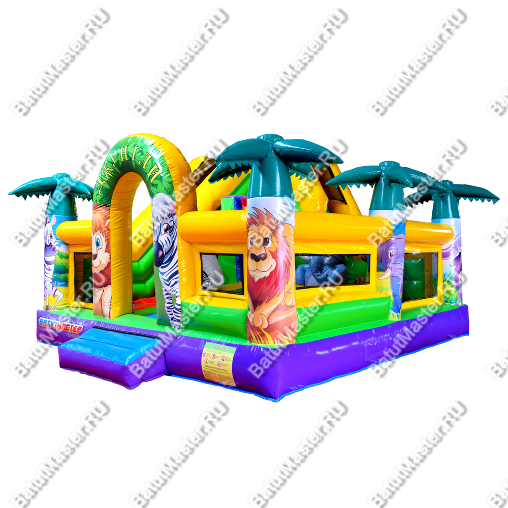 Коммерческий надувной батут "Сафари-джунгли со слоником"