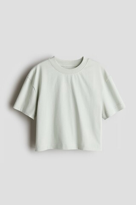H&M Укороченная однотонная футболка, светло-зеленый