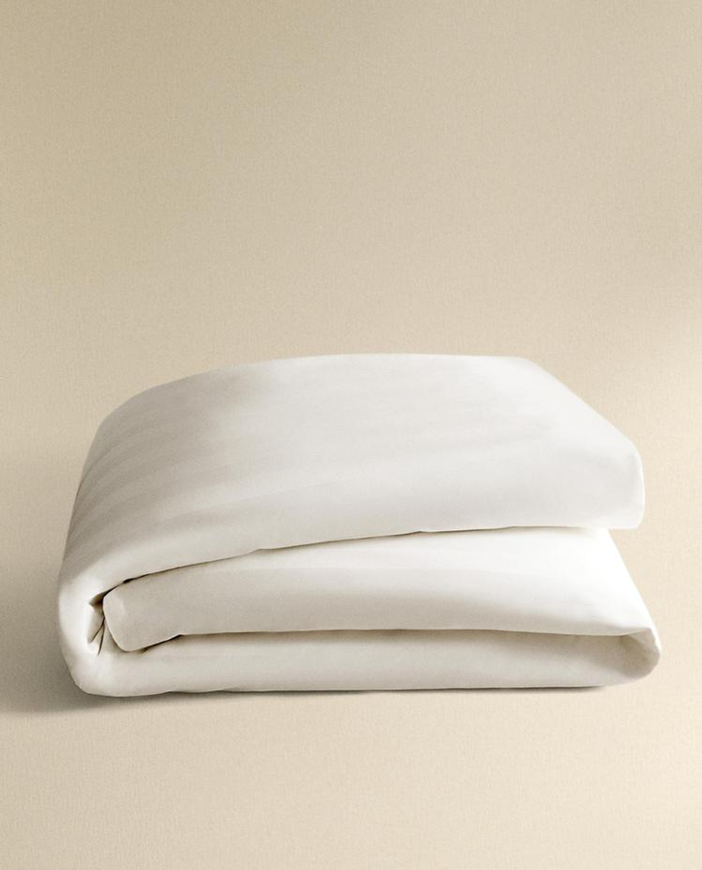 ZARA HOME САТИНОВЫЙ ПОДОДЕЯЛЬНИК В ПОЛОСКУ, БЕЖЕВЫЙ