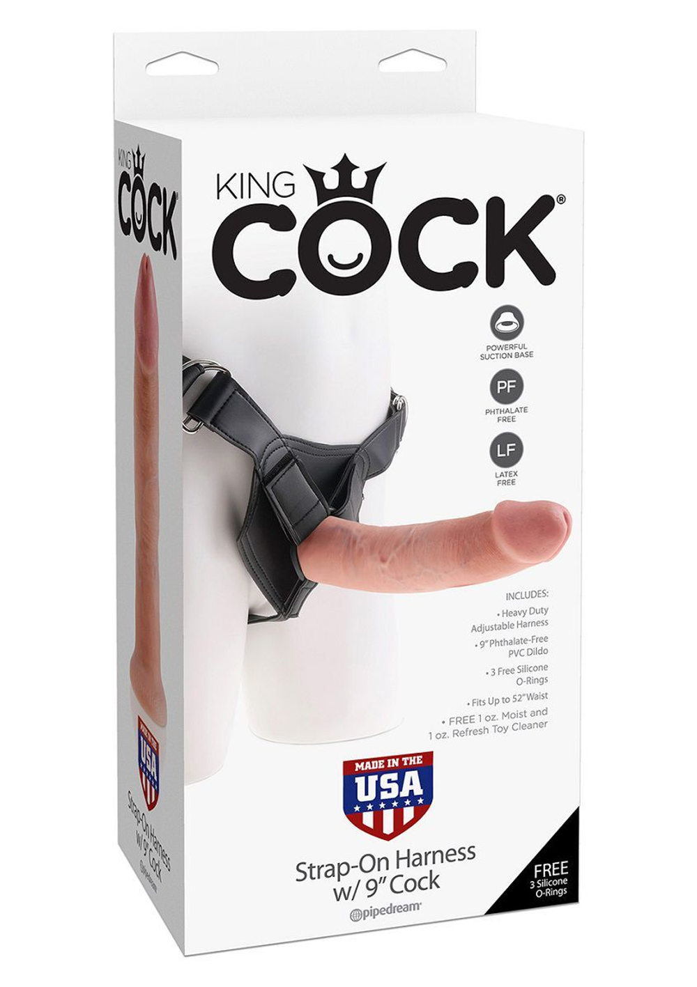 Страпон Harness со съемной телесной насадкой King Cock 9 - 22,9 см. (Цвет: телесный)