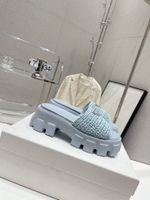 Prada Crochet Platform Slides