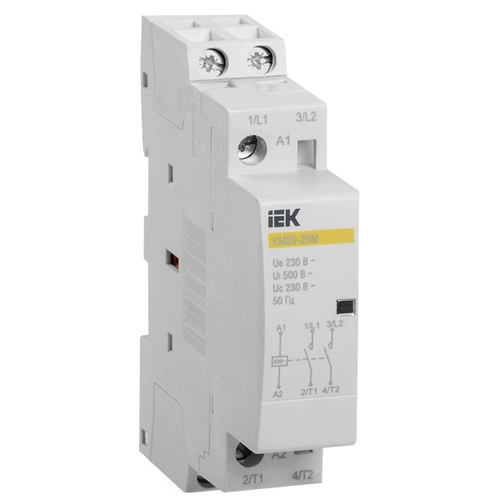 Контактор модульный КМ20-20М AC 20А 2 полюса 2НО катушка 230В ИЭК 1 модуль MKK11-20-20