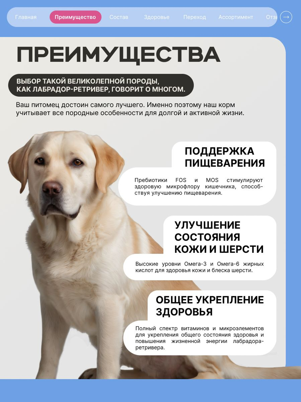 Корм сухой для взрослых собак породы Лабрадор-ретривер, премиум полнорационный комплекс, с говядиной, 2,5 кг, QUATTRO