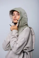 Капюшон-манишка Alexandra Talalay двухсторонняя AH002 бежевый-пыльно-зеленый