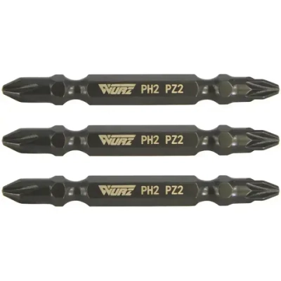 Бита PH2/PZ2 x 65мм S3 3шт. двусторонняя намагниченная WURZ 2620-3