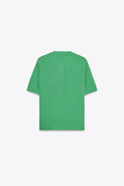 ZARA КАРДИГАН АЖУРНОЙ ВЯЗКИ, ЗЕЛЕНЫЙ