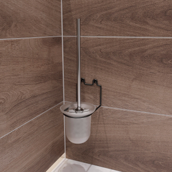 Ершик для унитаза DIWO Смоленск ПК14787 настенный, черный, хром, с подставкой и держателем