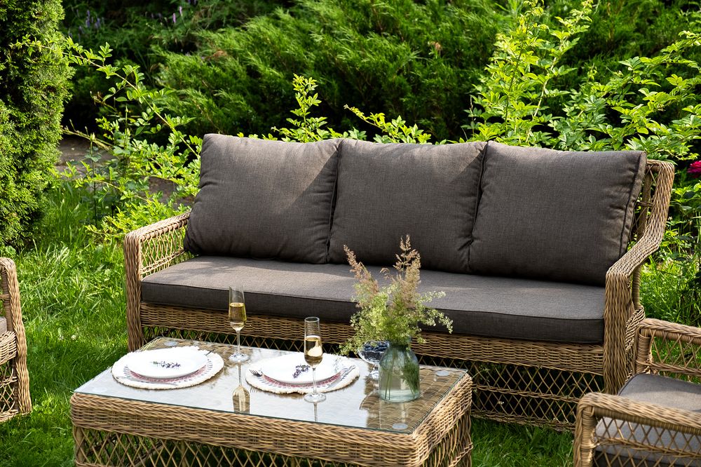 "Гранд Латте" лаунж-зона из искусственного ротанга, цвет соломенный