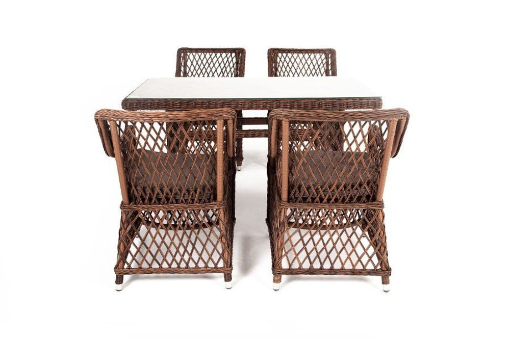 "Латте-140 L" обеденная группа плетеная, цвет коричневый