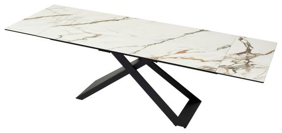 Стол LIVORNO 180 KL-188 Контрастный мрамор матовый, итальянская керамика/ черный каркас