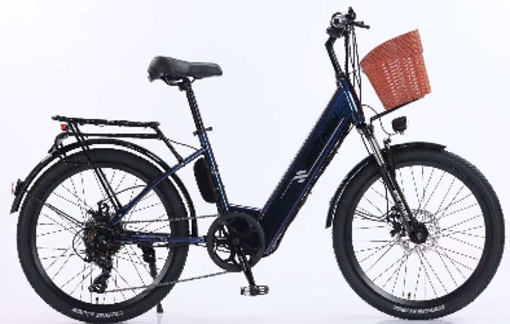 Электровелосипед дорожный BRITNEY 26 (21ск,36V350W,рама-сталь,диск тормоз) Черно-синий (ЭВ-DIN-55-3)