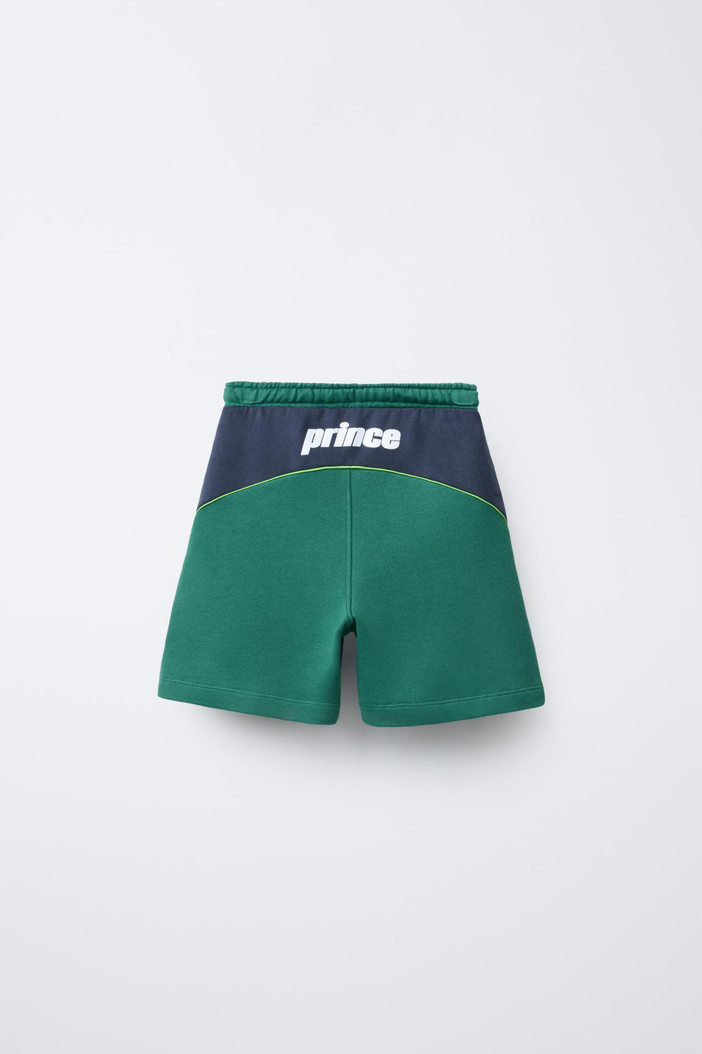 ZARA ШОРТЫ ИЗ МЯГКОЙ ТКАНИ С ПРИНТОМ PRINCE ®, ЗЕЛЕНОВАТО-СИНИЙ