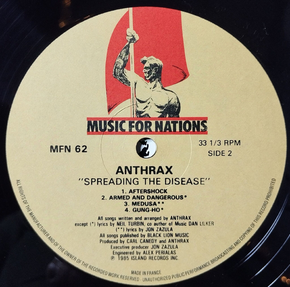 Винтажная виниловая пластинка LP Anthrax Spreading The Disease (France 1985)