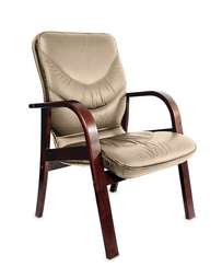 Кресло для посетителей Leeds Wood D кожа бежевая