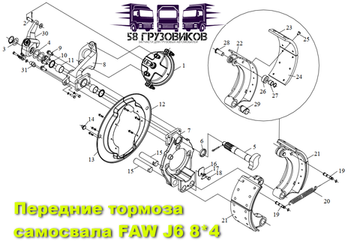 Передние тормоза FAW J6 8x4 (CA3310)