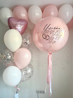 Воздушные шары на выписку доченьки белый/розовый №3828