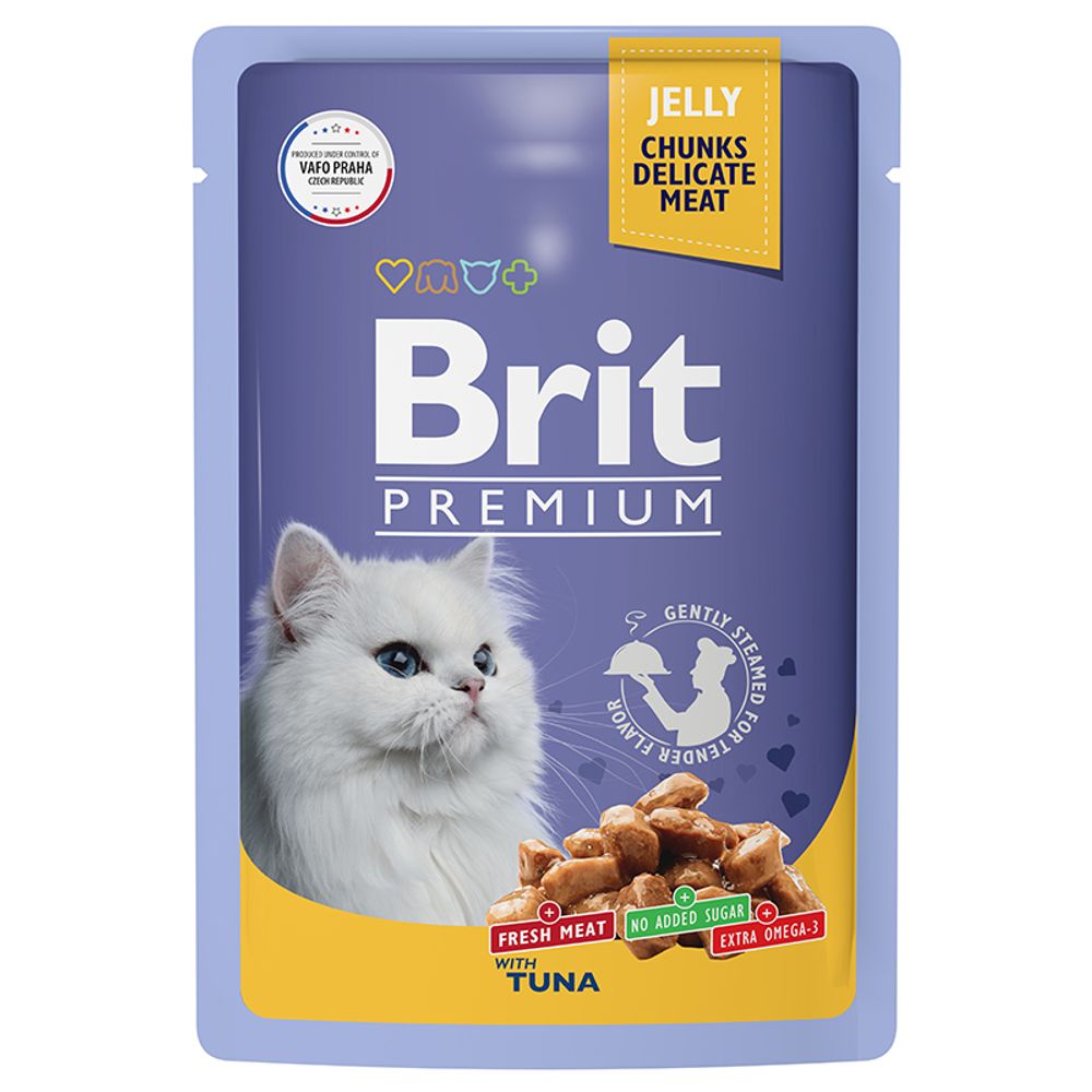 Пауч Brit Premium для взрослых кошек тунец в желе 85 г