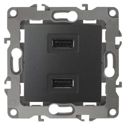 12-4110-05 ЭРА Устройство зарядное USB, 230В/5В-2100мА, IP20, Эра12, антрацит | Эра 12 Антрацит