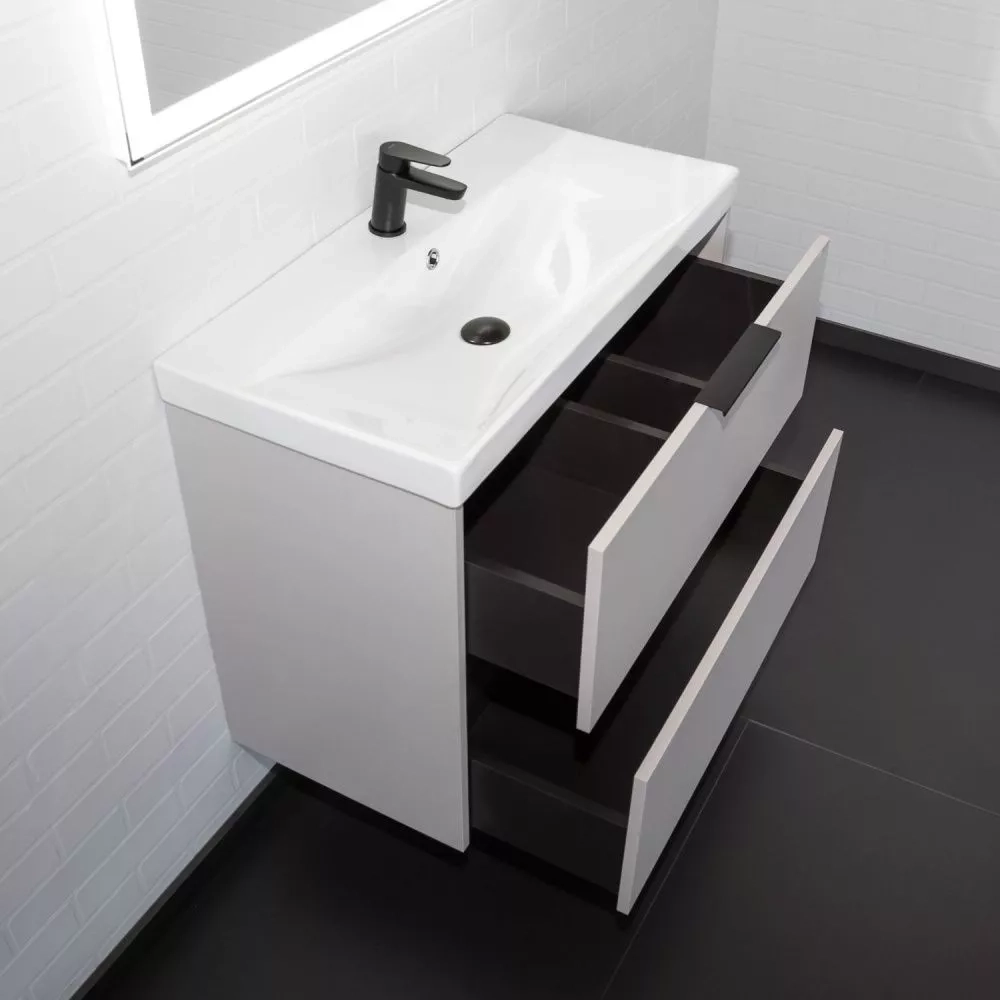 Подвесная тумба-умывальник Comforty Селенга-80 серый шелк с раковиной CF19696BX-80